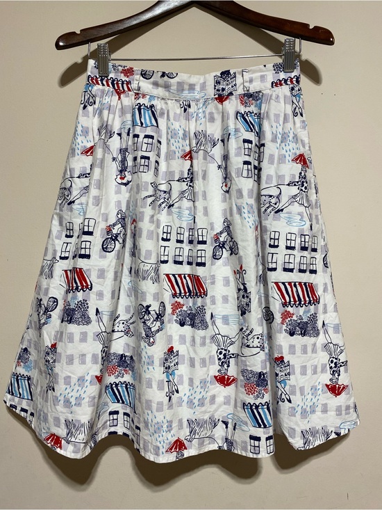 Modcloth Dresses & Skirts - ModCloth “Rainy Day in Paris” Skirt A-Line Novelty whimsical Print Dogs Size M